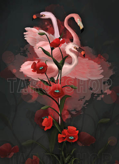 Bild på Magic Flamingos and Poppies (13x18 cm)